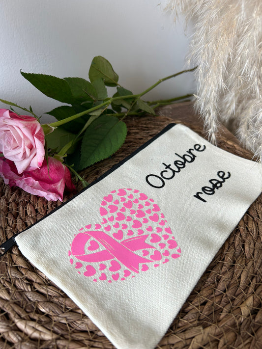 Pochette en coton « Octobre Rose »
